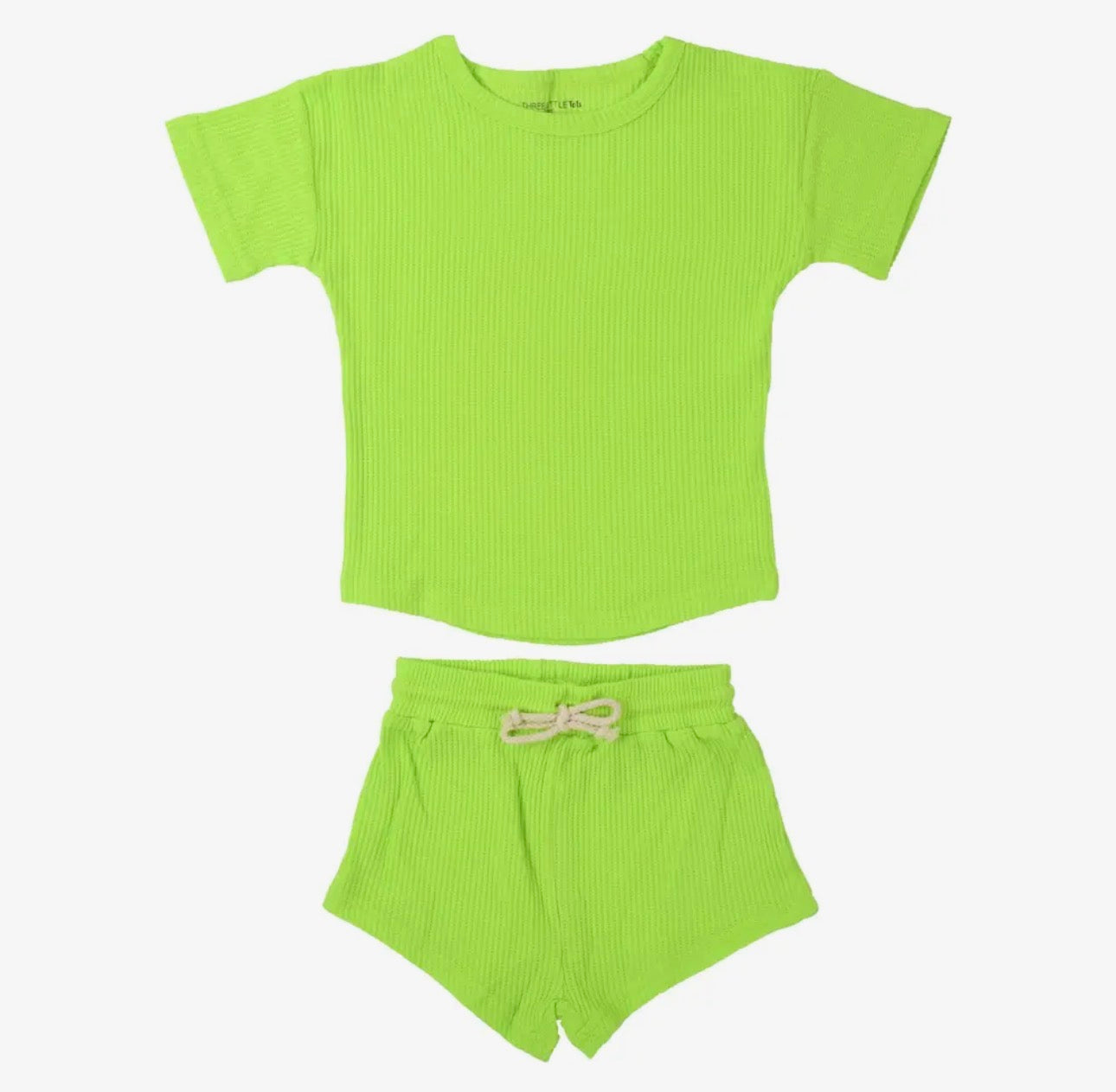 Waffle Knit Lounge Set - Lime Green