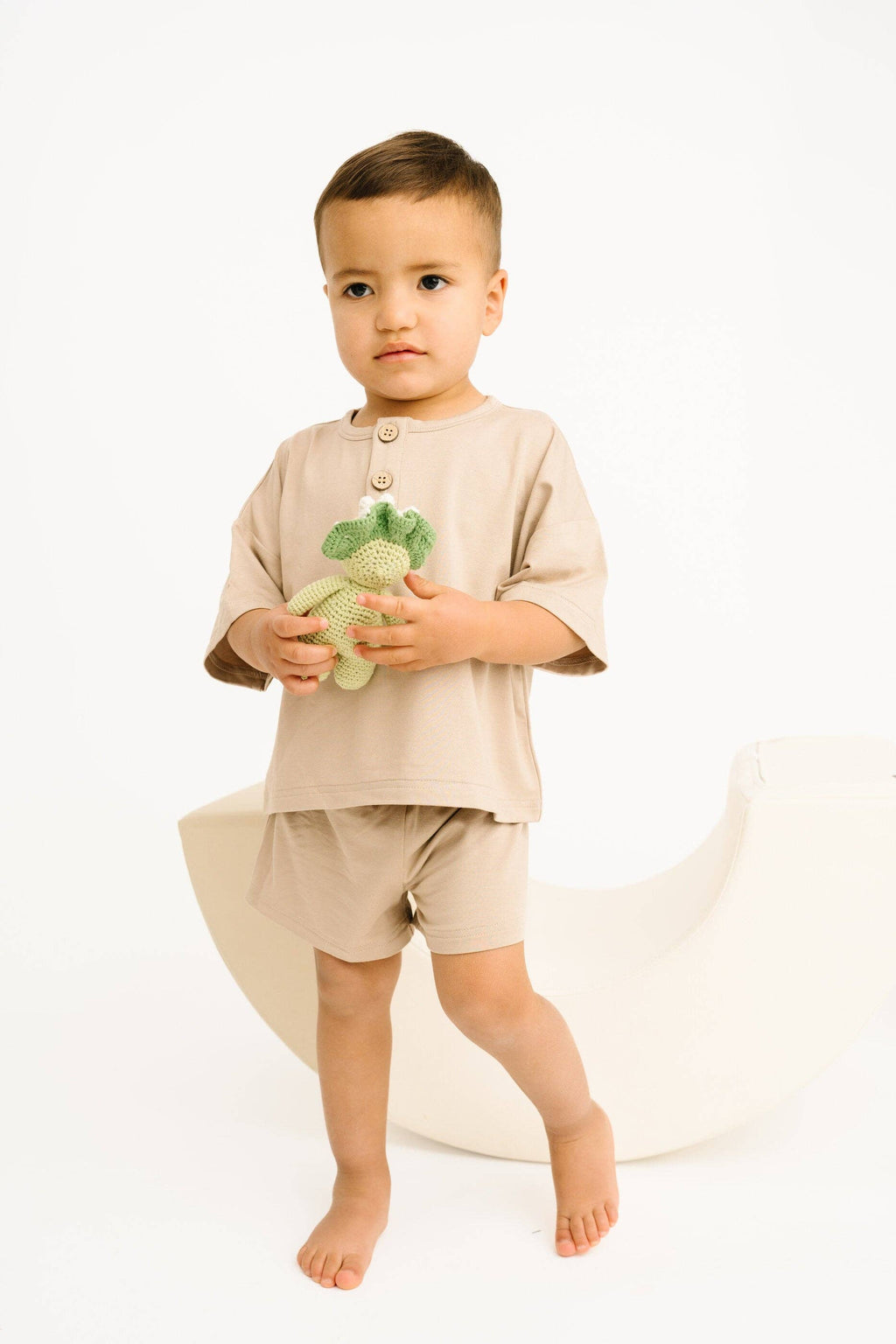 Sandstone Bamboo Button Slouchy Set: 2T