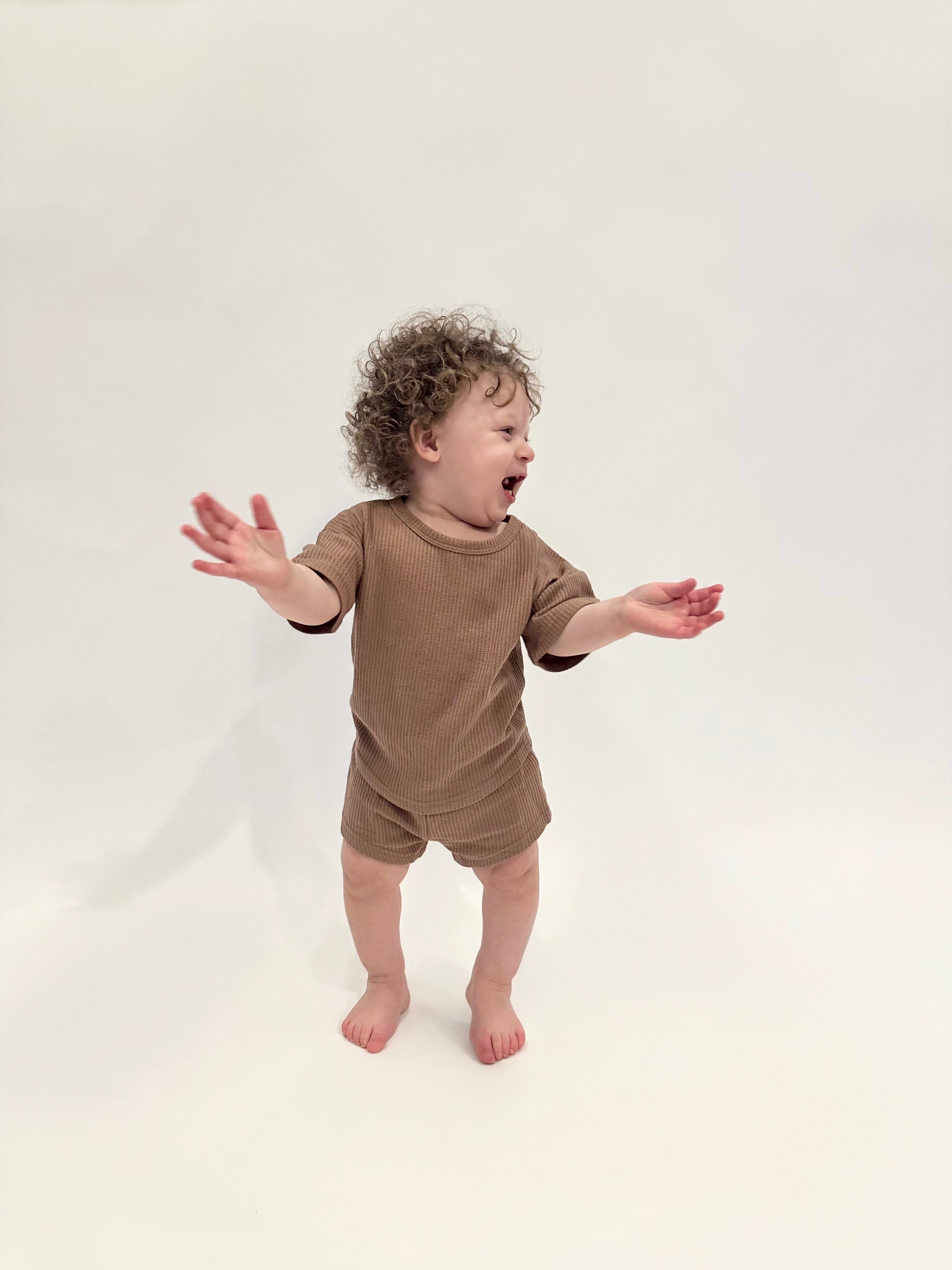 Waffle Knit Lounge Set - Mocha