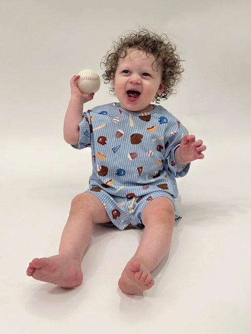 Blue “Play Ball” Slouchy Set