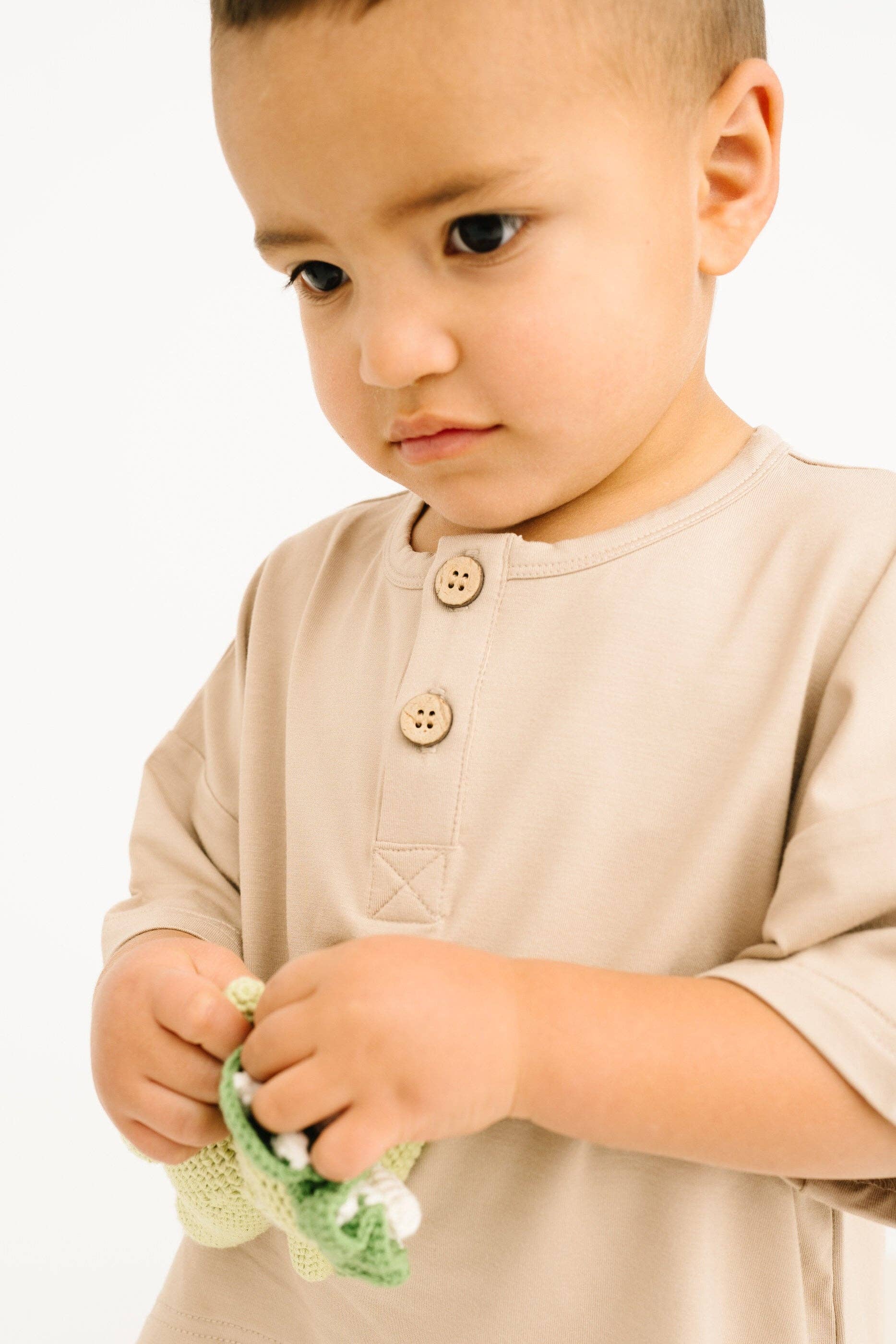 Sandstone Bamboo Button Slouchy Set: 18-24M