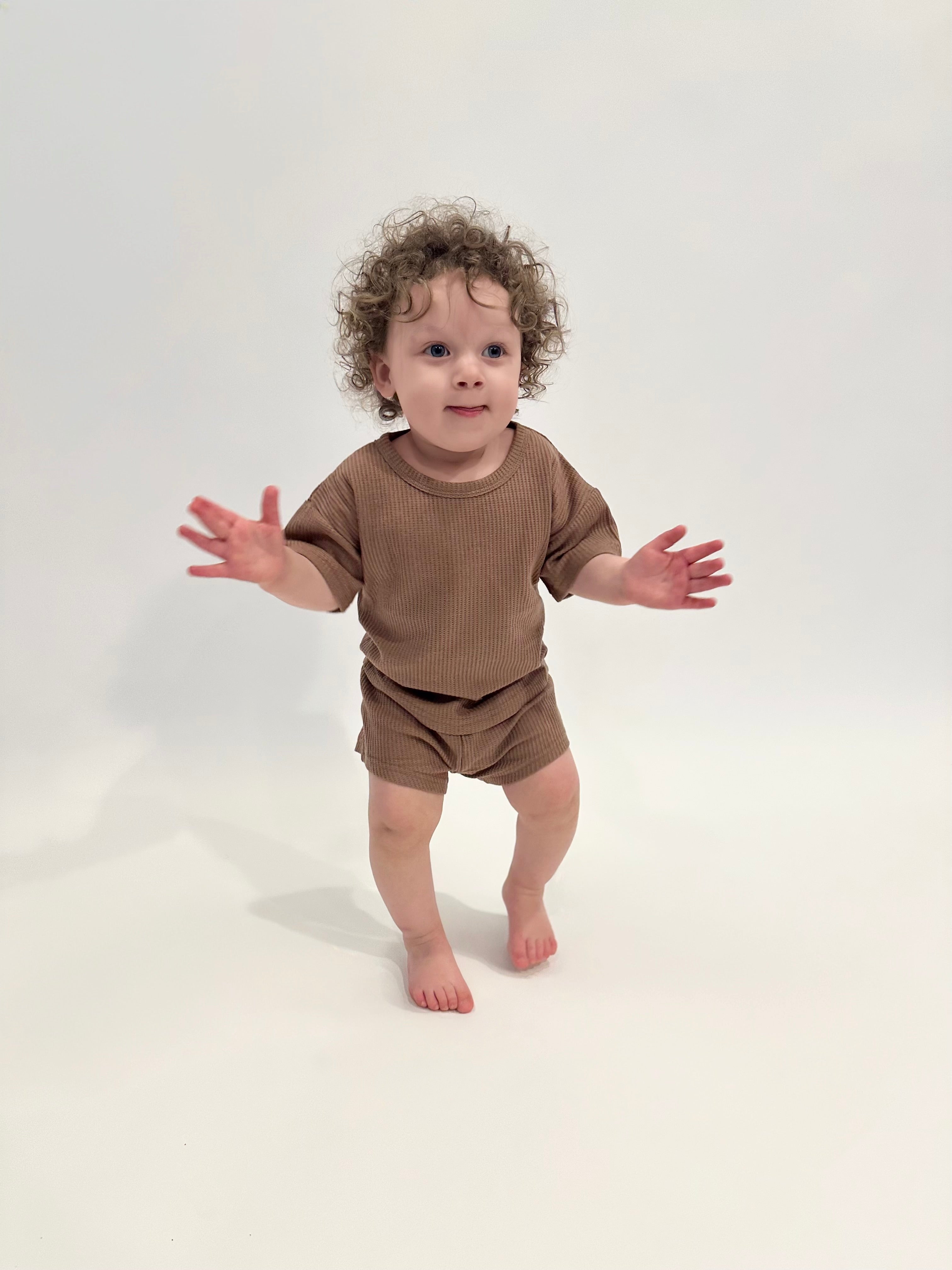 Waffle Knit Lounge Set - Mocha