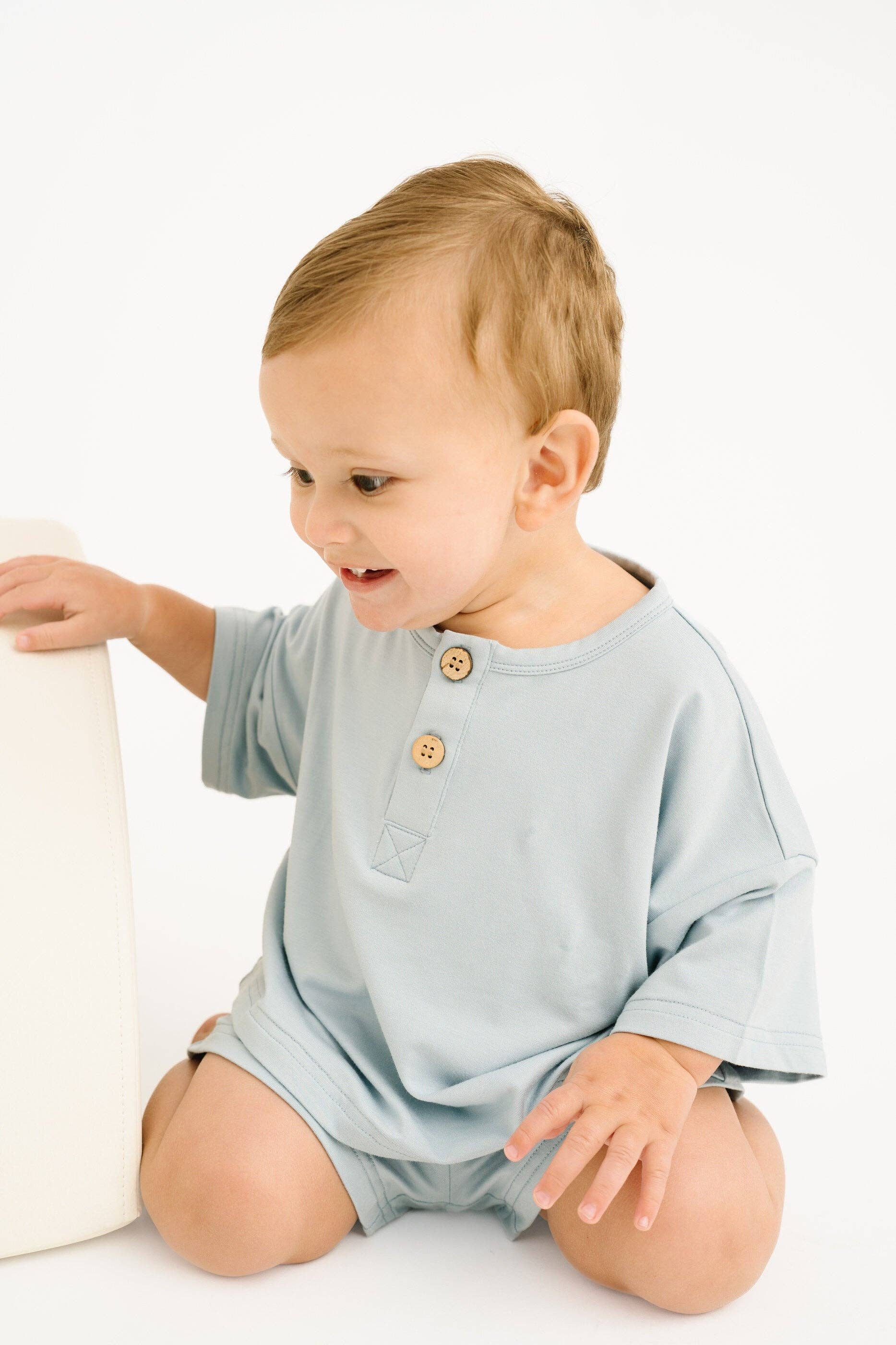 Ocean Bamboo Button Slouchy Set: 2T