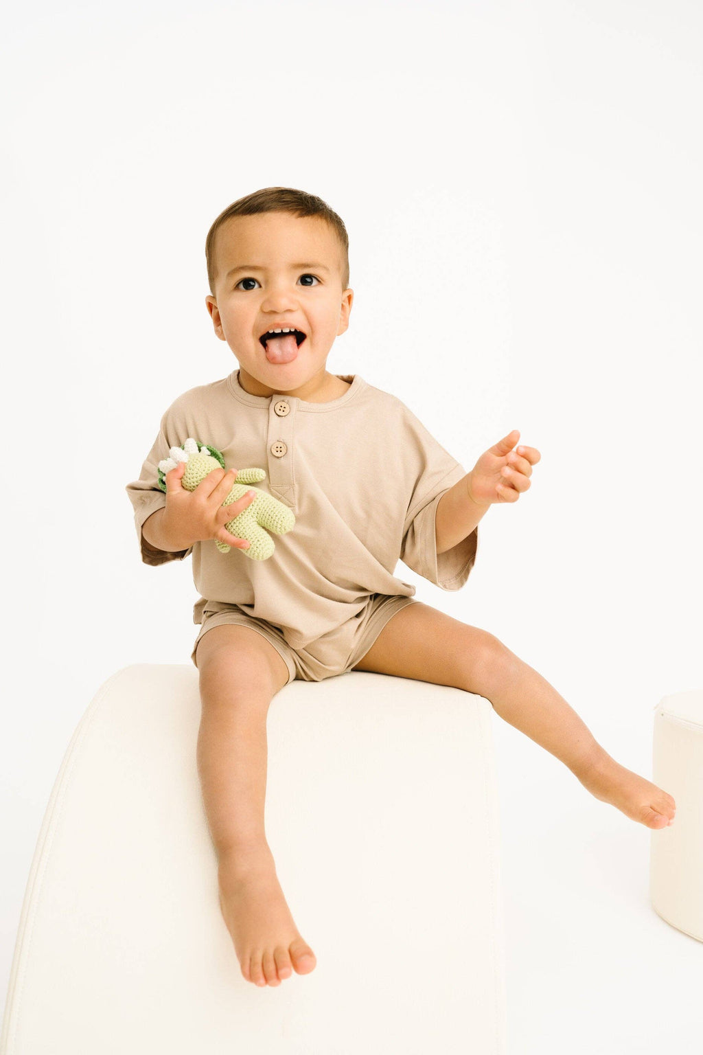 Sandstone Bamboo Button Slouchy Set: 18-24M