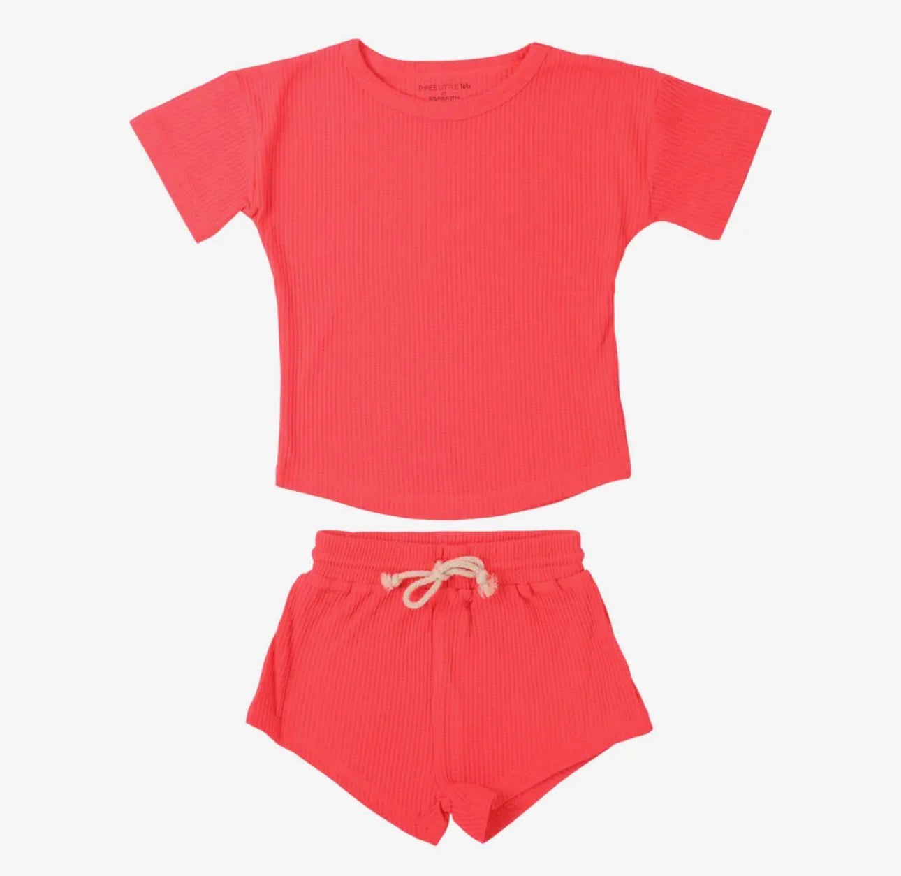 Waffle Knit Lounge Set - Hot Neon Pink