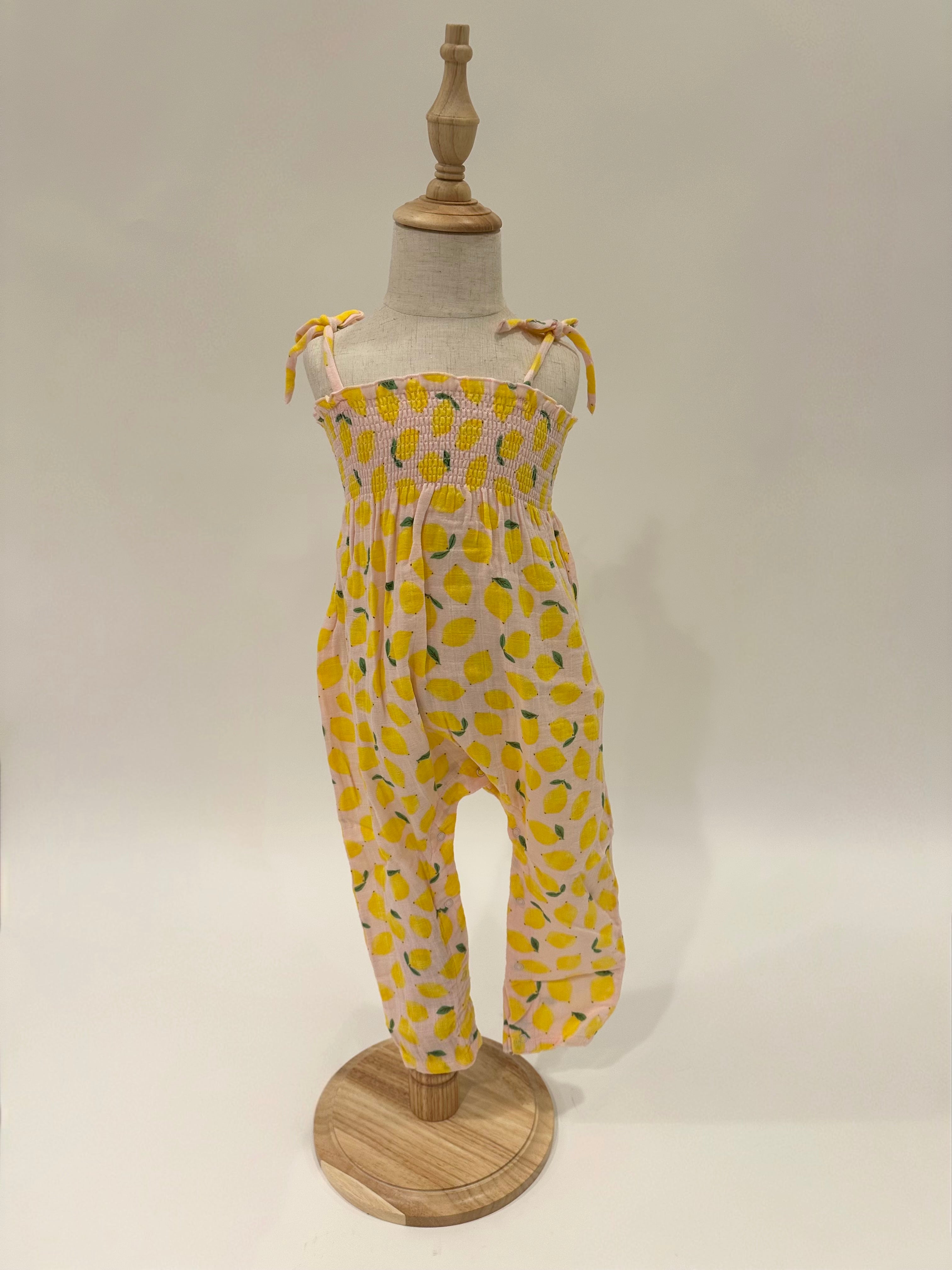 Lemon Sorbet Muslin Smocked Jumpsuit