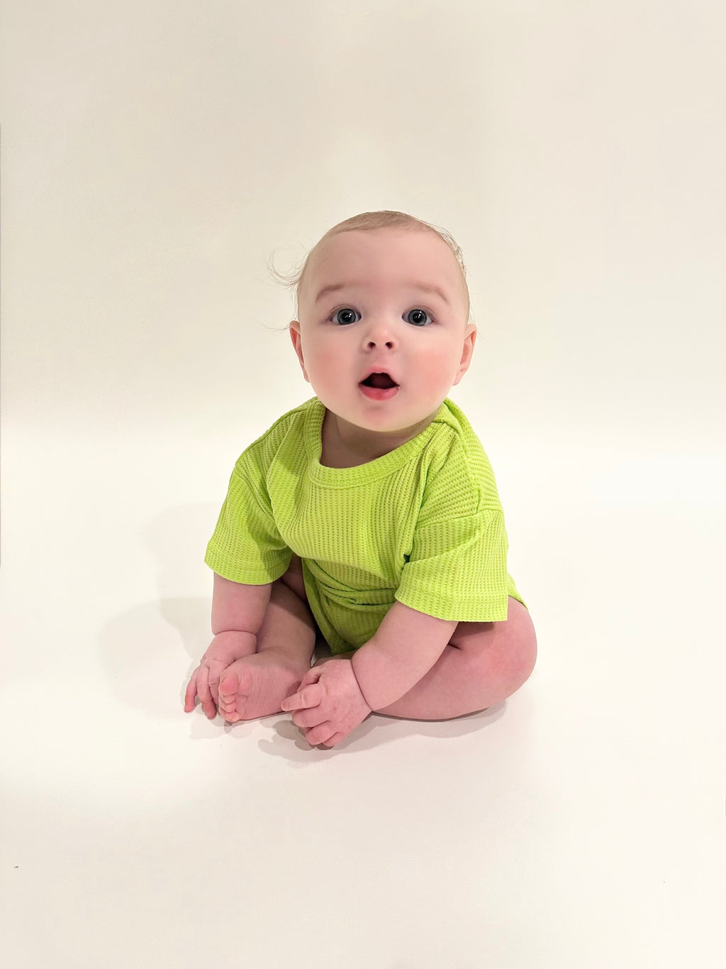 Waffle Knit Lounge Set - Lime Green