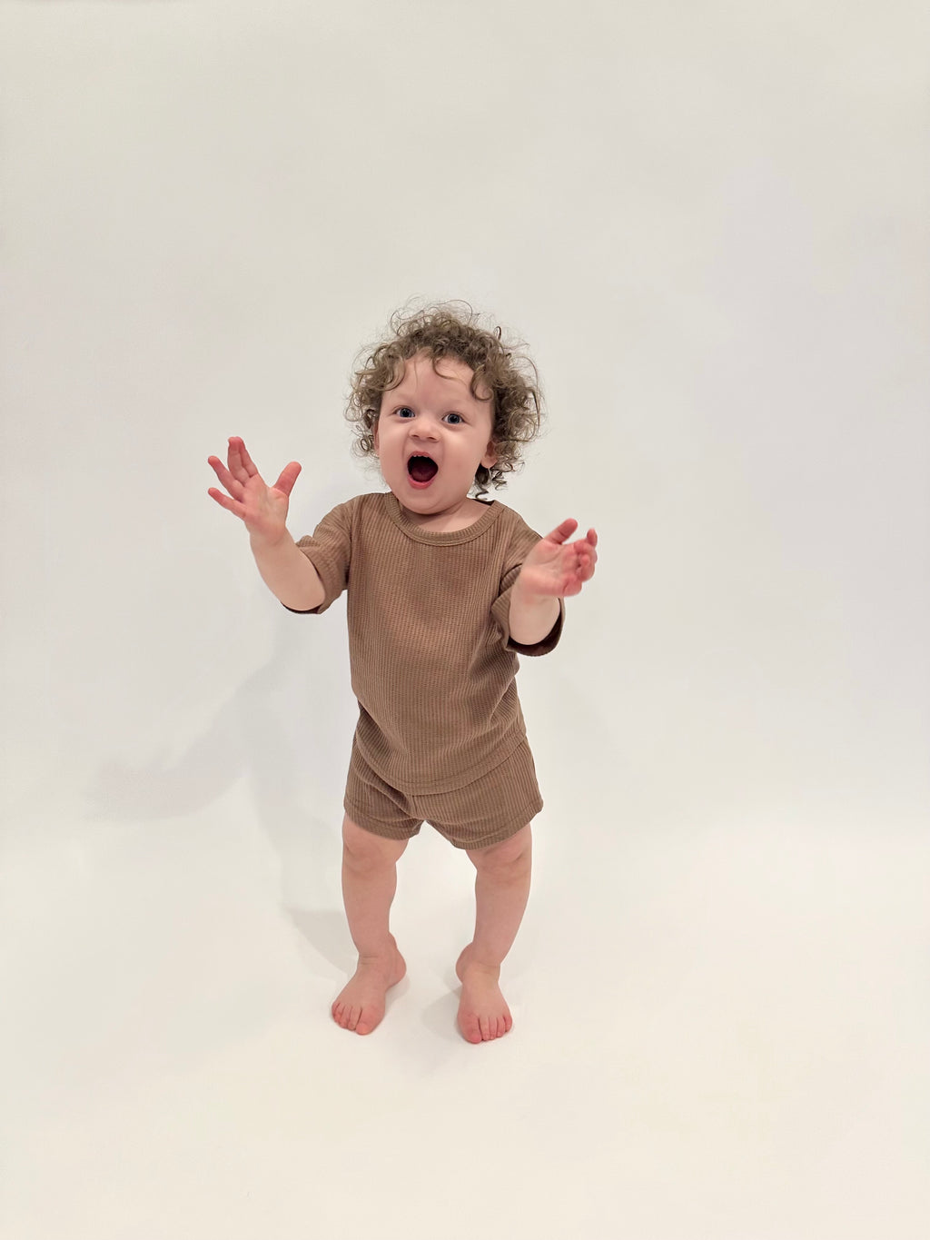 Waffle Knit Lounge Set - Mocha
