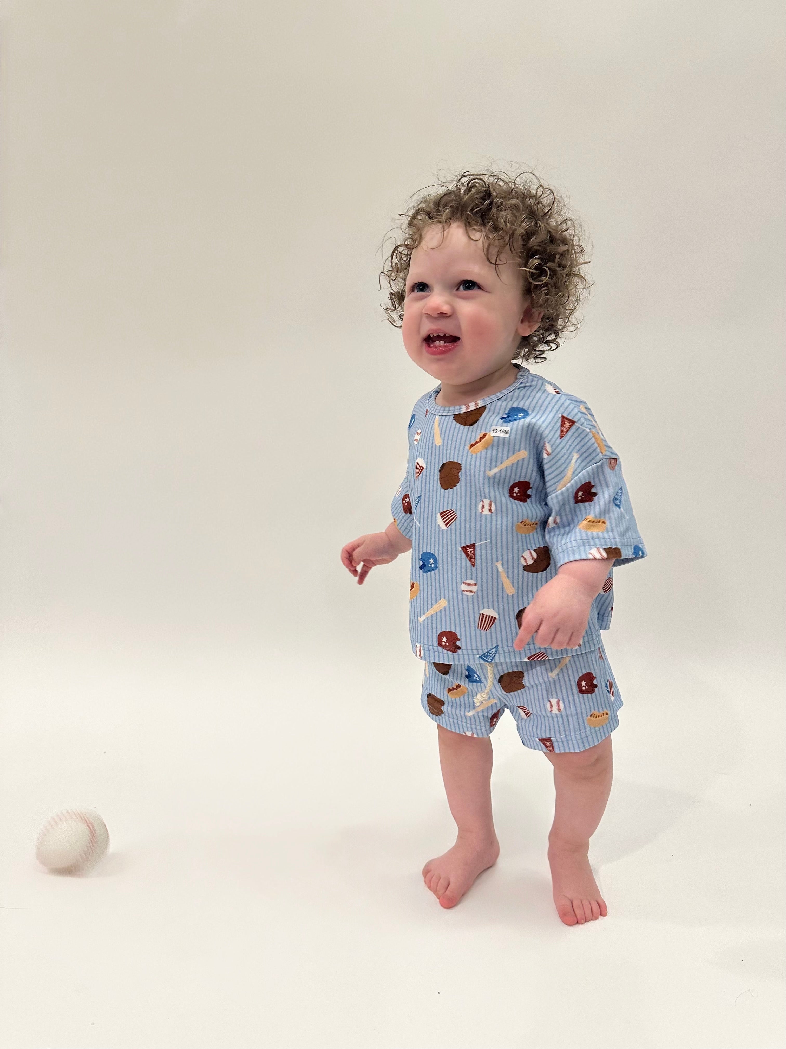 Blue “Play Ball” Slouchy Set