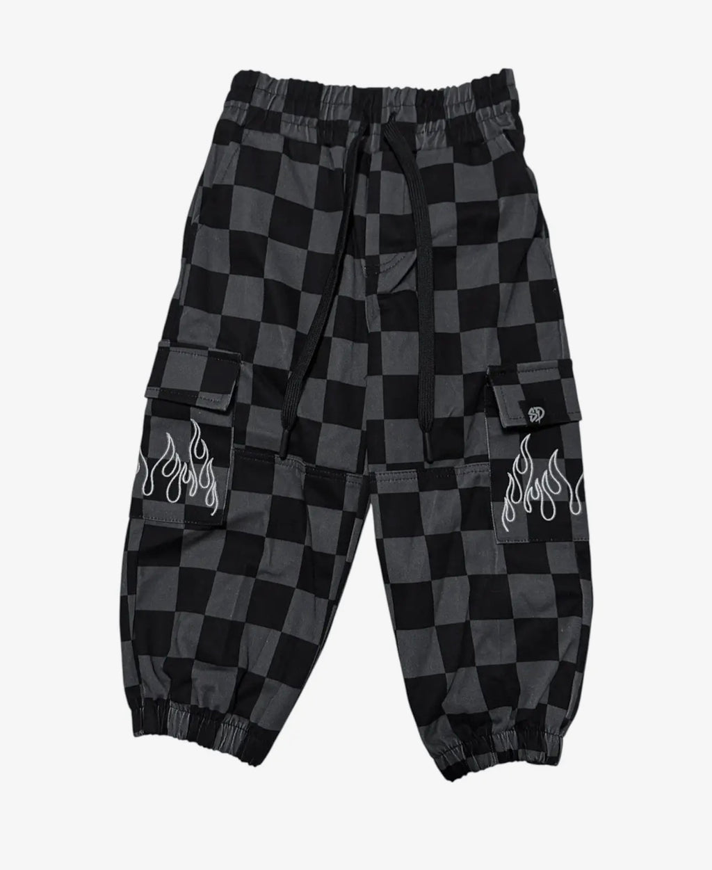 Black and Grey Checkered Cargo Joggers