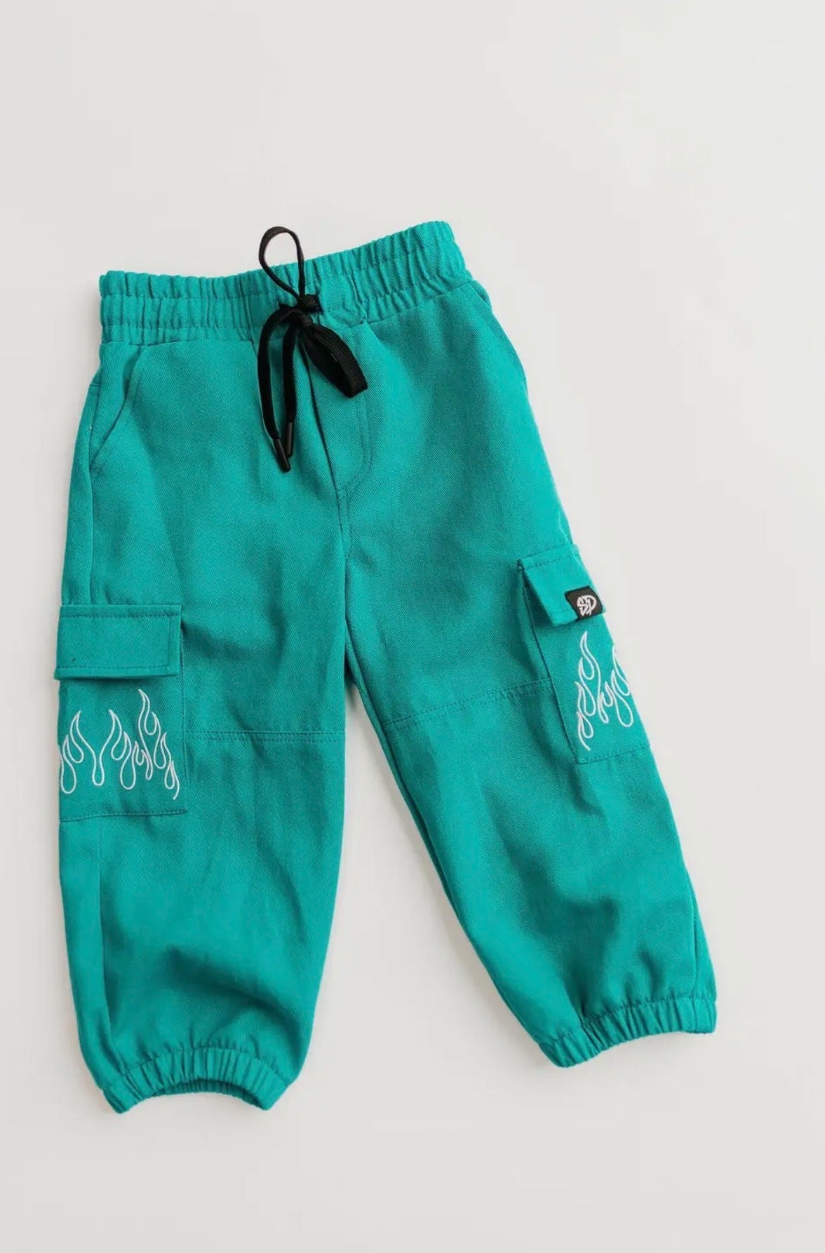 Teal Flame Cargo Joggers