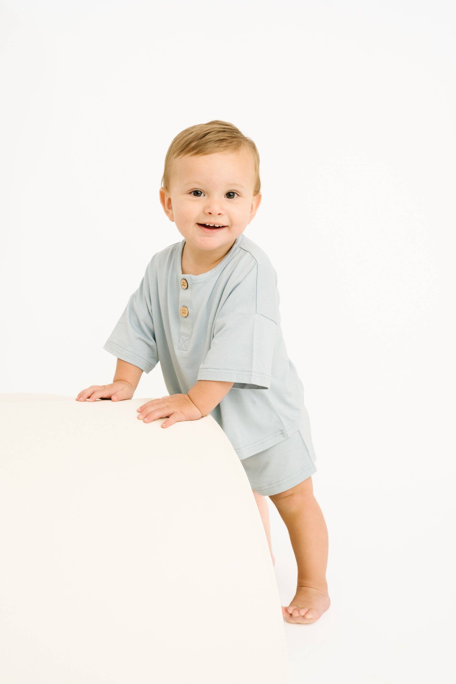 Ocean Bamboo Button Slouchy Set: 2T