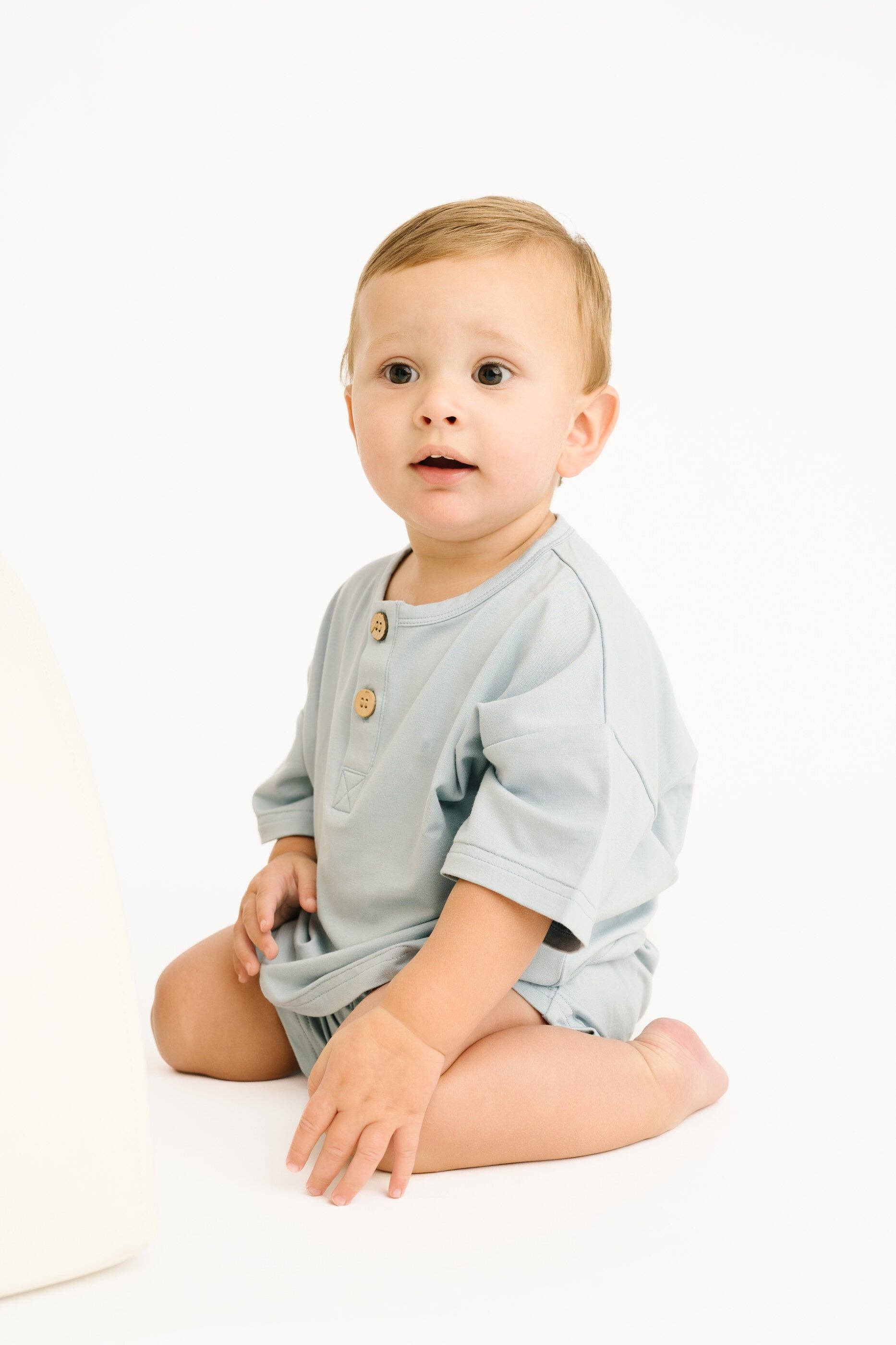 Ocean Bamboo Button Slouchy Set: 3T