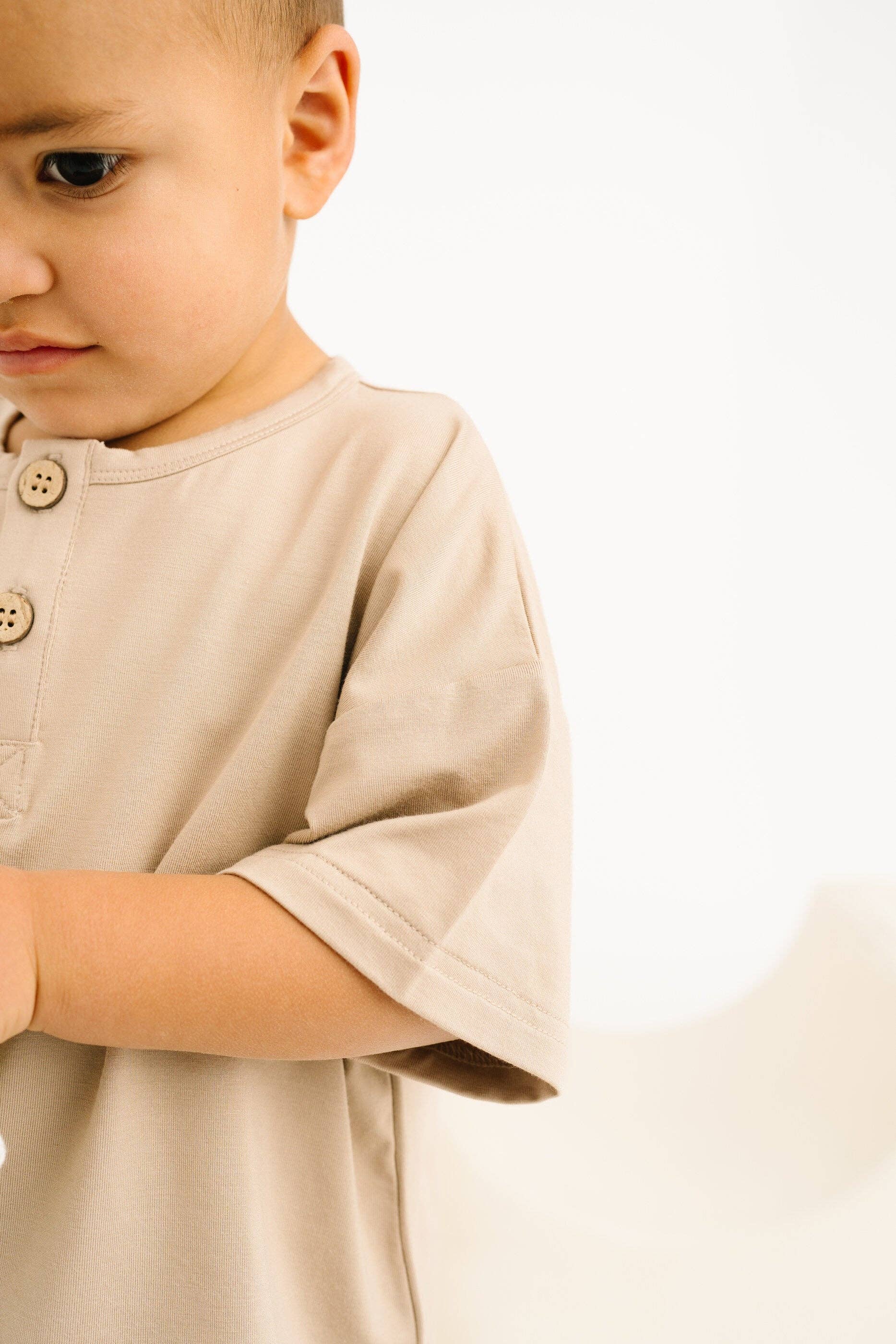 Sandstone Bamboo Button Slouchy Set: 18-24M